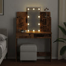 vidaXL antik fa színű fésülködőasztal LED-del 96x40x142 cm
