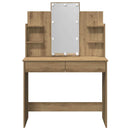 vidaXL kézműves tölgy színű fésülködőasztal LED-del 96x40x142 cm