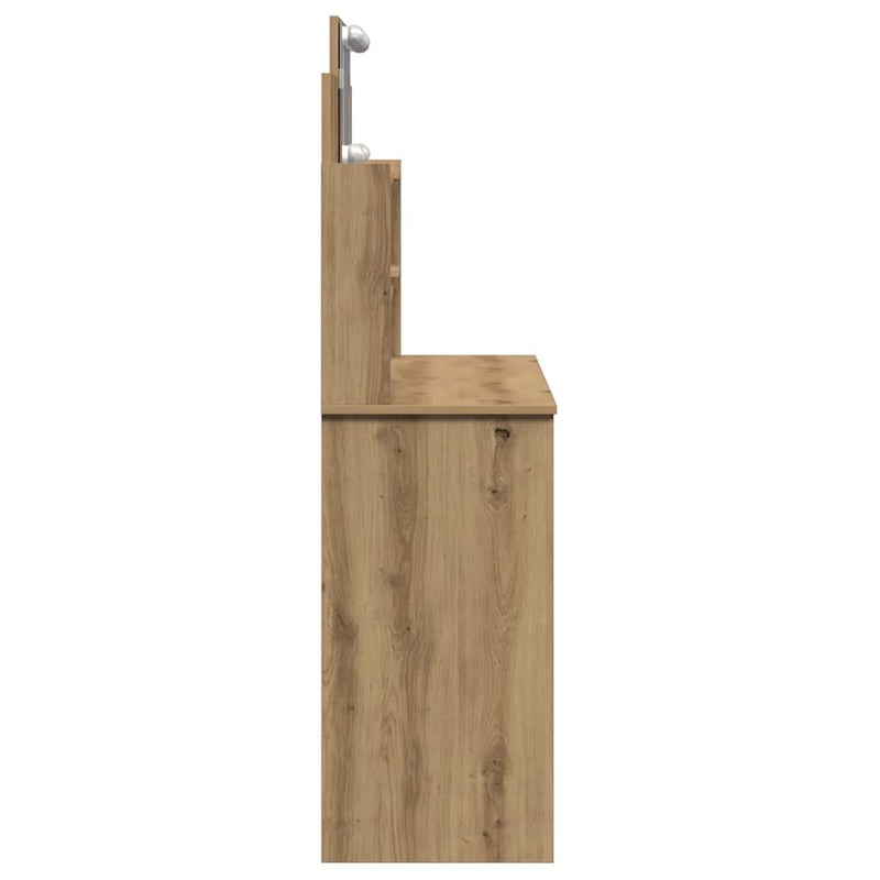 vidaXL kézműves tölgy színű fésülködőasztal LED-del 96x40x142 cm