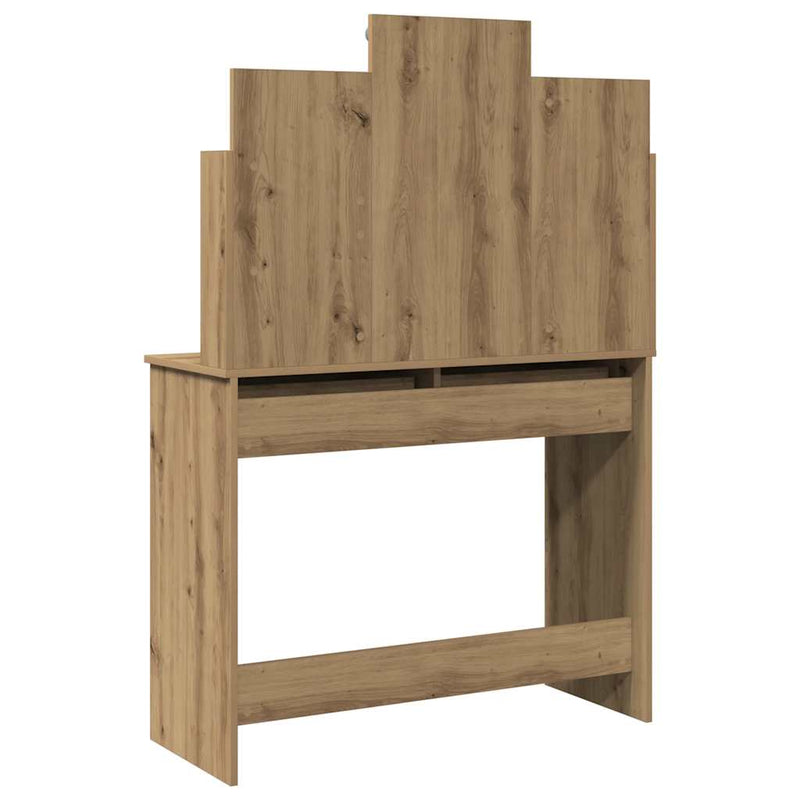 vidaXL kézműves tölgy színű fésülködőasztal LED-del 96x40x142 cm