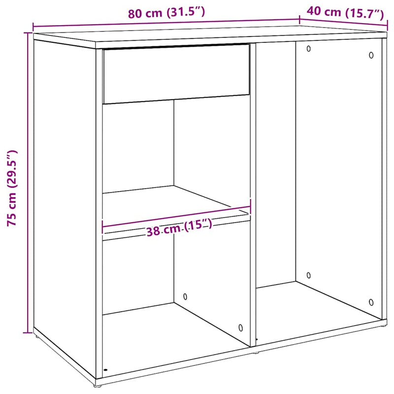 vidaXL Kézműves tölgy színű szerelt fa pipereszekrény 80 x 40 x 75 cm