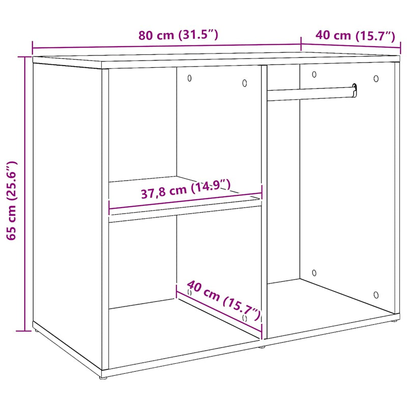 vidaXL kézműves tölgy szerelt fa pipereszekrény 80 x 40 x 65 cm