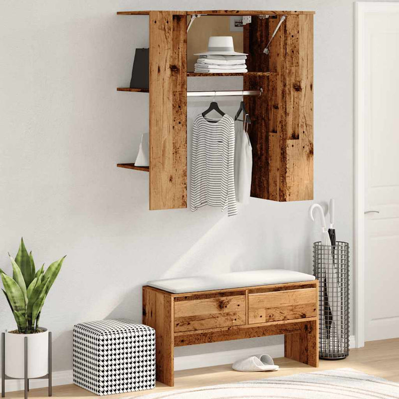 vidaXL előszobaszekrény Régi fa 97,5x37x99 cm Gépelt fa