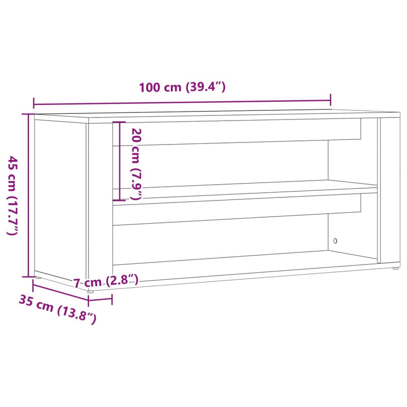 vidaXL antik fa színű szerelt fa cipőtároló pad 100 x 35 x 45 cm