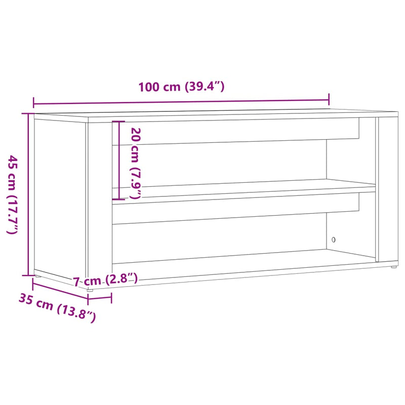 vidaXL kézműves tölgy színű szerelt fa cipőtároló pad 100 x 35 x 45 cm