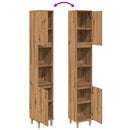 vidaXL kézműves tölgy színű szerelt fa fürdőszobaszekrény 30x30x190 cm