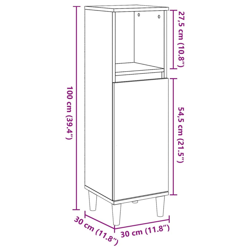 vidaXL antik fa színű szerelt fa fürdőszobaszekrény 30 x 30 x 100 cm