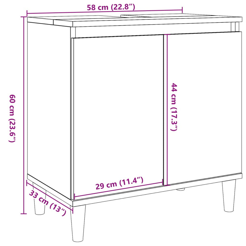 vidaXL betonszürke szerelt fa mosdószekrény 58x33x60 cm