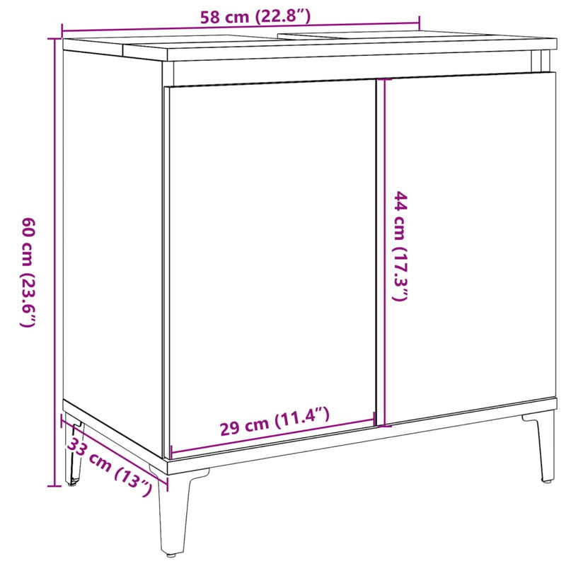 vidaXL antik fa színű szerelt fa mosdószekrény 58x33x60 cm