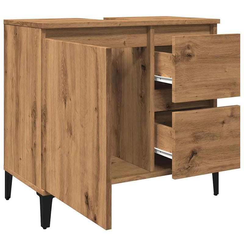 vidaXL kézműves tölgy színű mosdószekrény 65 x 33 x 60 cm