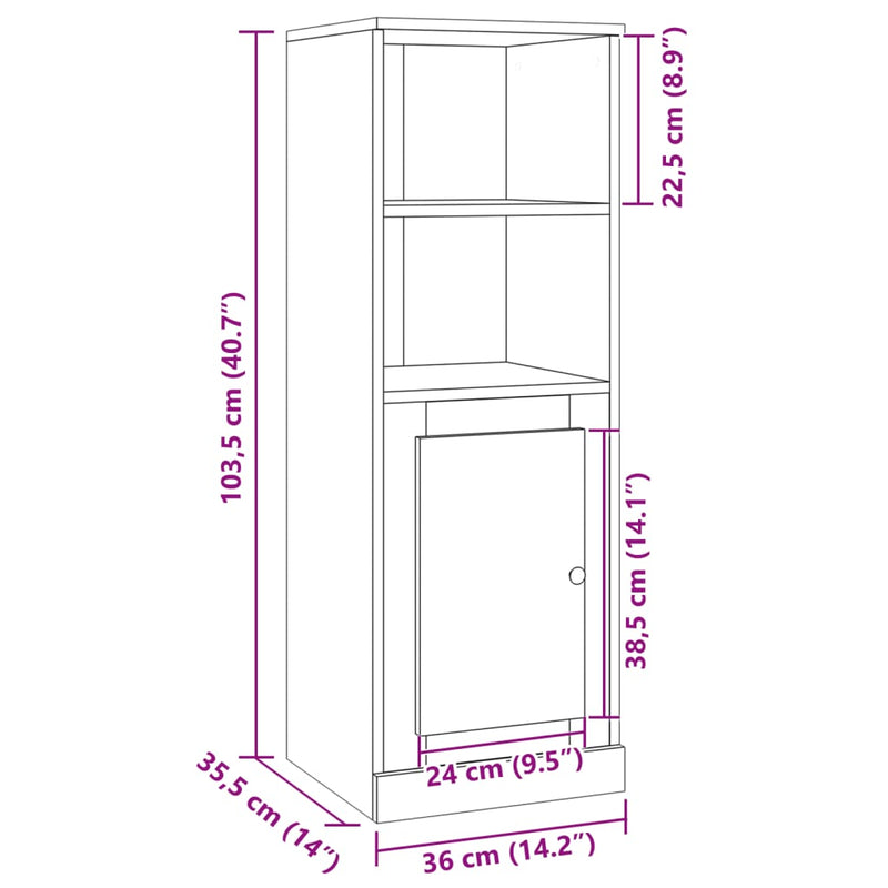 vidaXL antik fa színű szerelt fa magasszekrény 36 x 35,5 x 103,5 cm