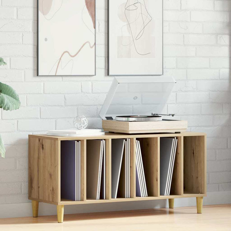 vidaXL kézműves tölgy színű szerelt fa hanglemezszekrény 100x38x48 cm