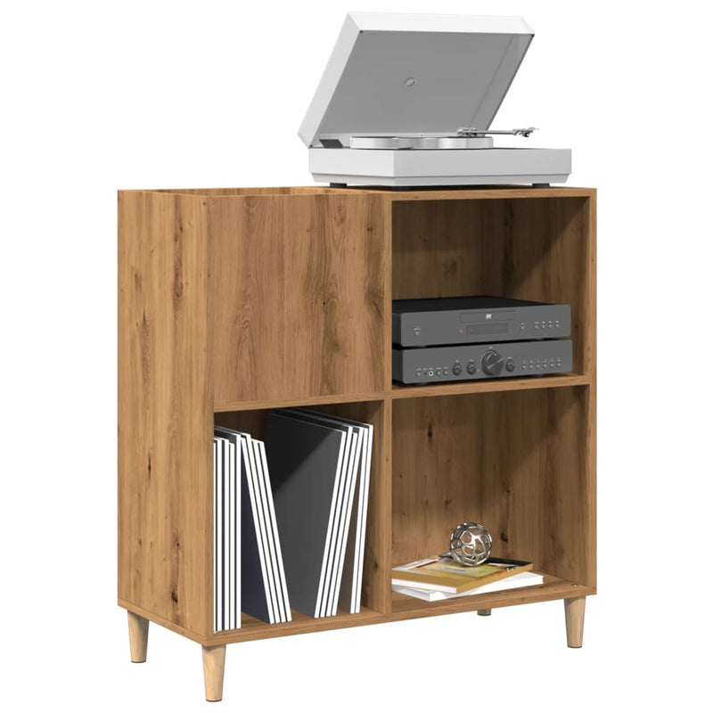 vidaXL kézműves tölgy színű szerelt fa hanglemezszekrény 84,5x38x89 cm