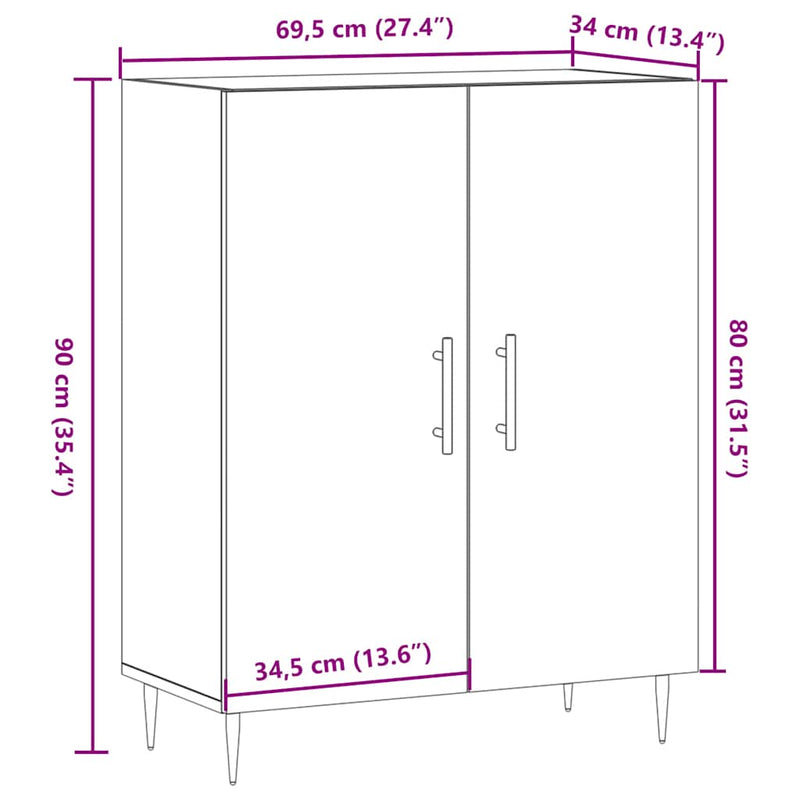 vidaXL antik fa színű szerelt fa tálalószekrény 69,5 x 34 x 90 cm