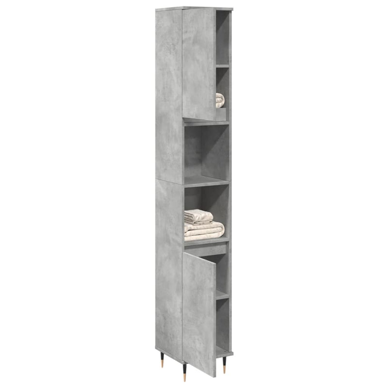 vidaXL betonszürke szerelt fa fürdőszobaszekrény 30 x 30 x 190 cm