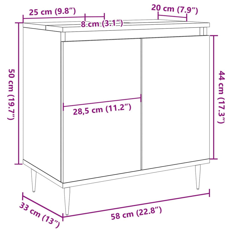 vidaXL antik fa színű szerelt fa fürdőszobaszekrény 58 x 33 x 60 cm