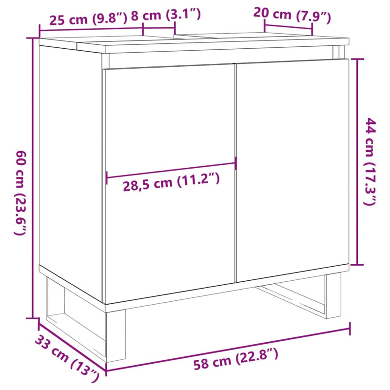 vidaXL antik fa színű szerelt fa fürdőszobaszekrény 58 x 33 x 60 cm