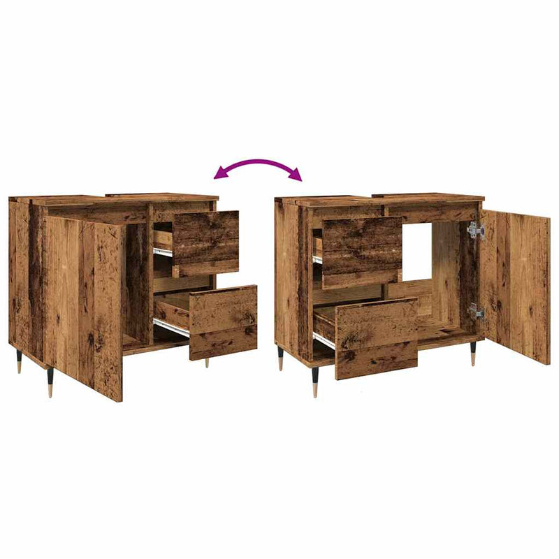 vidaXL antik fa színű szerelt fa fürdőszobaszekrény 65 x 33 x 60 cm