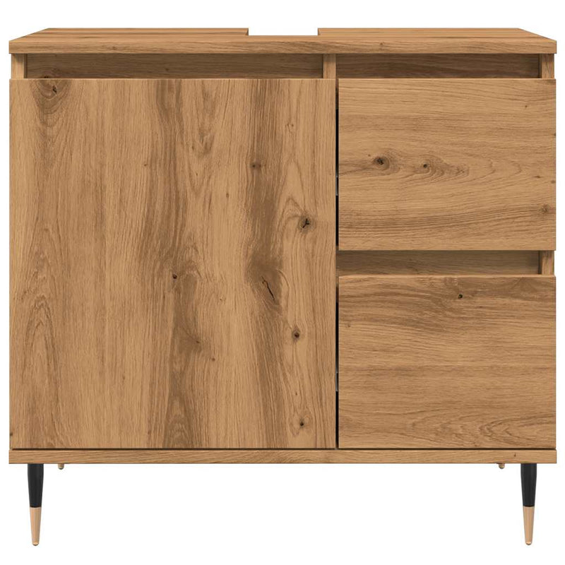 vidaXL kézműves tölgy színű szerelt fa fürdőszobaszekrény 65x33x60 cm