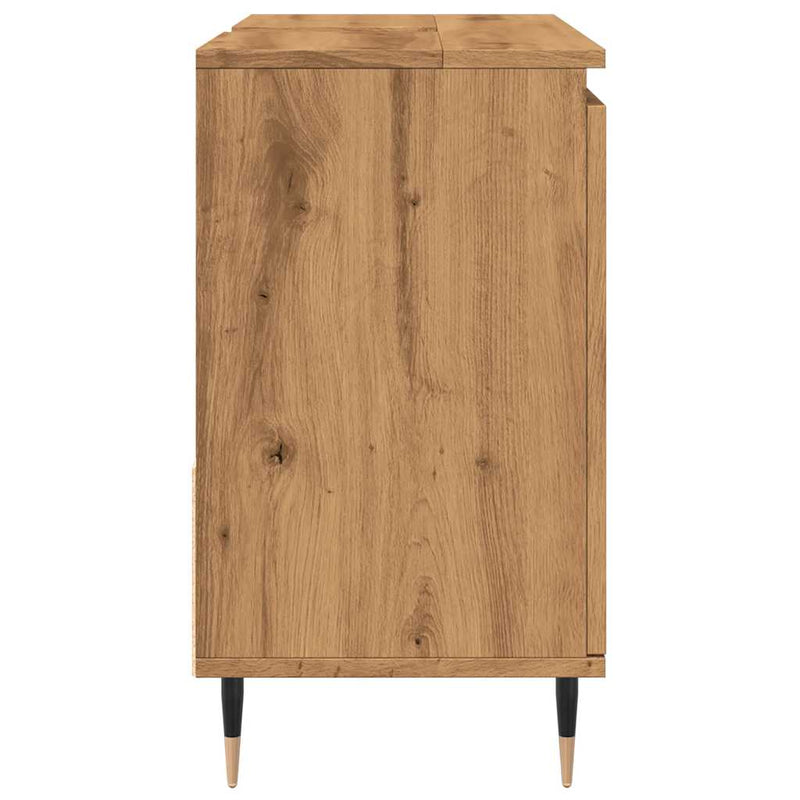 vidaXL kézműves tölgy színű szerelt fa fürdőszobaszekrény 65x33x60 cm
