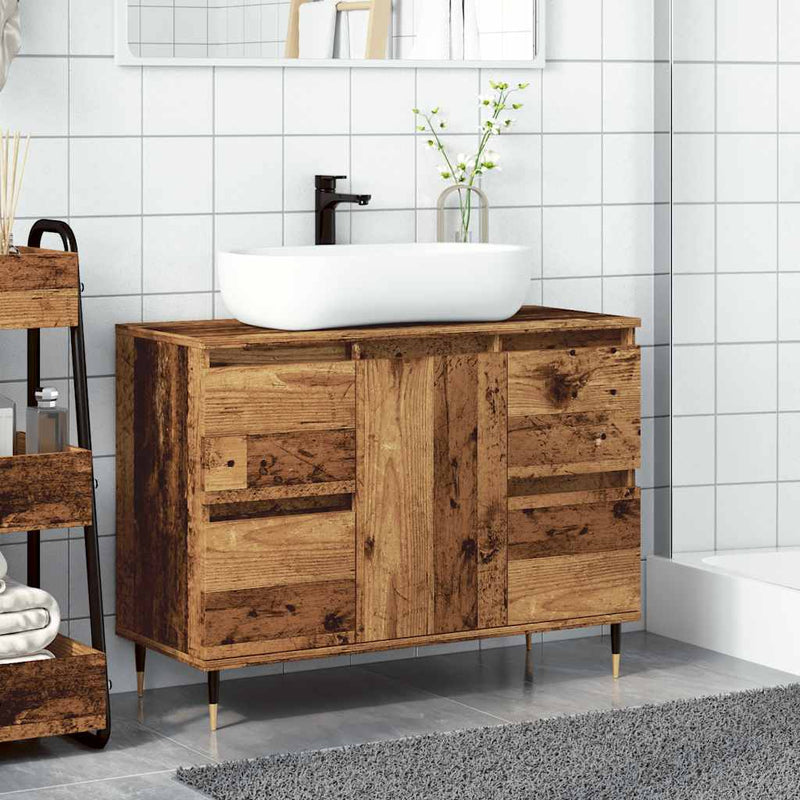 vidaXL antik fa színű szerelt fa mosdószekrény 80 x 33 x 60 cm