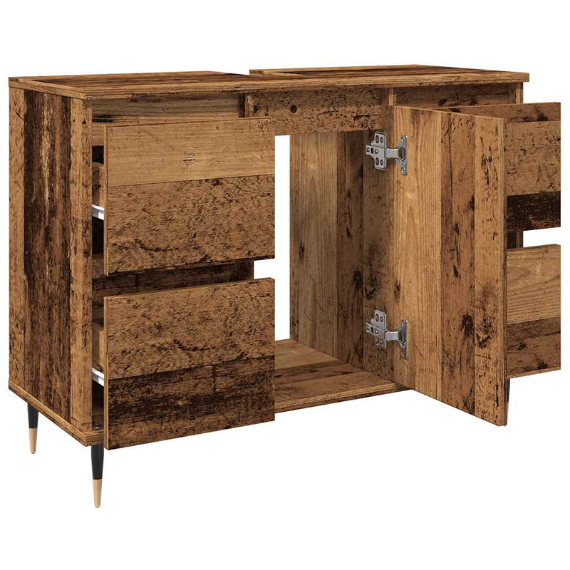 vidaXL antik fa színű szerelt fa mosdószekrény 80 x 33 x 60 cm
