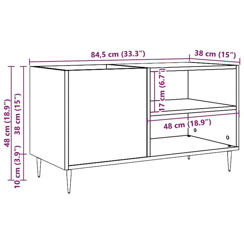 vidaXL antik fa színű szerelt fa hanglemezszekrény 84,5x38x48 cm