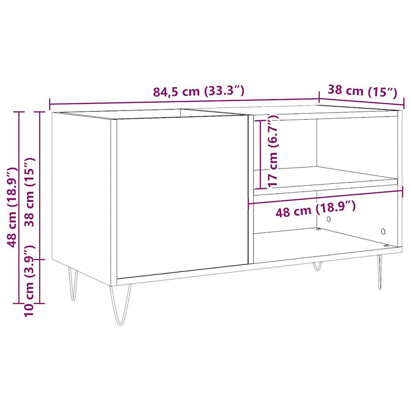 vidaXL antik fa színű szerelt fa hanglemezszekrény 84,5x38x48 cm