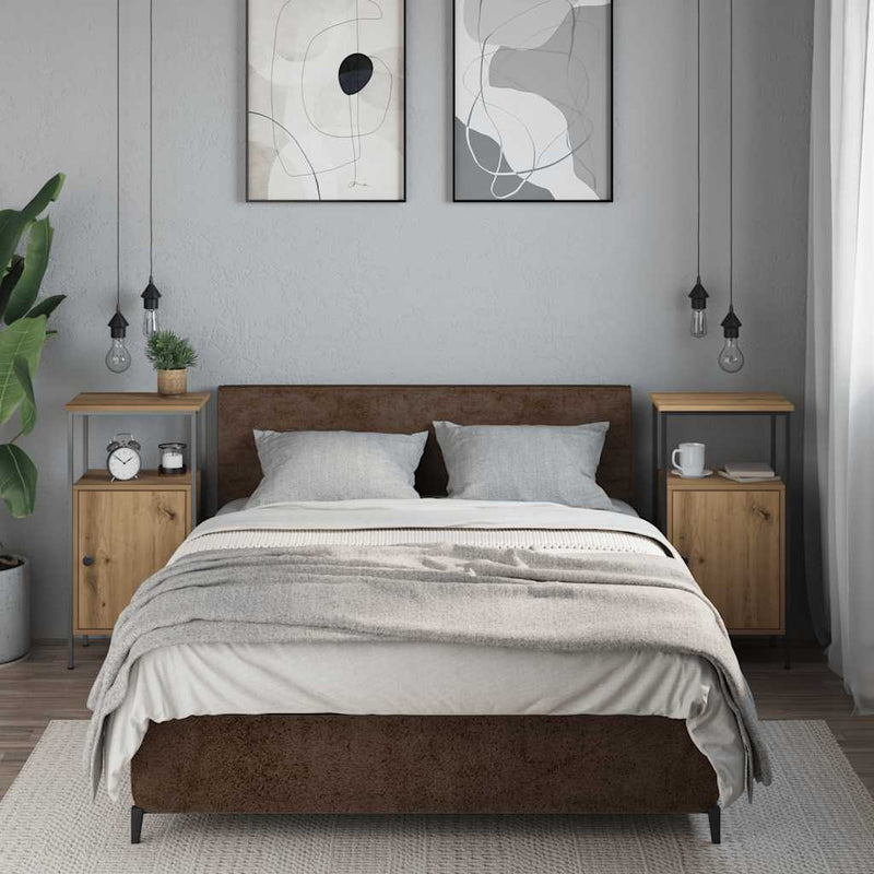 vidaXL 2 db kézműves tölgy színű szerelt fa éjjeliszekrény 41x31x80 cm