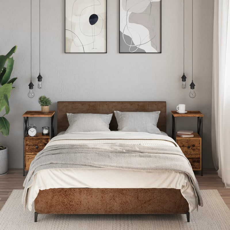 vidaXL 2 db antik fa színű szerelt fa éjjeliszekrény 34 x 35,5 x 70 cm