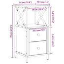 vidaXL kézműves tölgy színű szerelt fa éjjeliszekrény 34 x 35,5 x 70cm