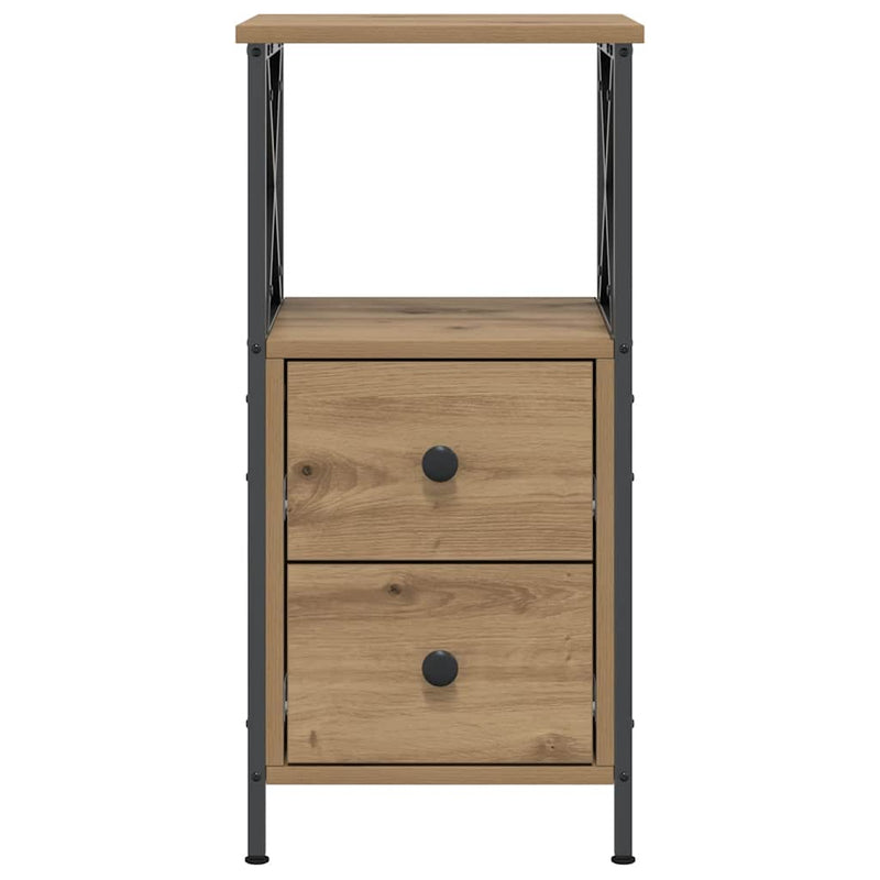 vidaXL 2 db kézműves tölgyszínű szerelt fa éjjeliszekrény 34x35,5x70cm