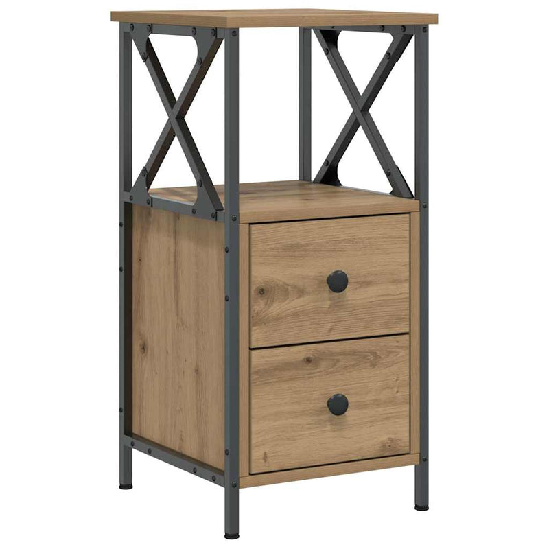 vidaXL 2 db kézműves tölgyszínű szerelt fa éjjeliszekrény 34x35,5x70cm