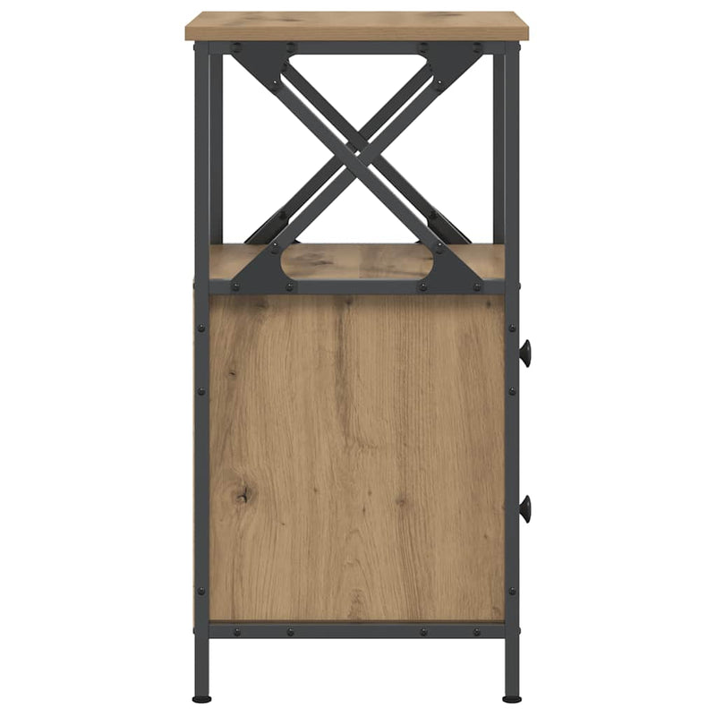 vidaXL 2 db kézműves tölgyszínű szerelt fa éjjeliszekrény 34x35,5x70cm