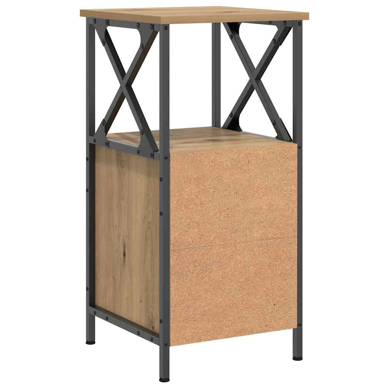 vidaXL 2 db kézműves tölgyszínű szerelt fa éjjeliszekrény 34x35,5x70cm
