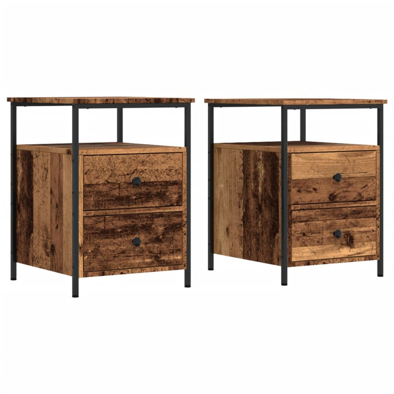 vidaXL 2 db antik fa színű szerelt fa éjjeliszekrény 44 x 45 x 60 cm