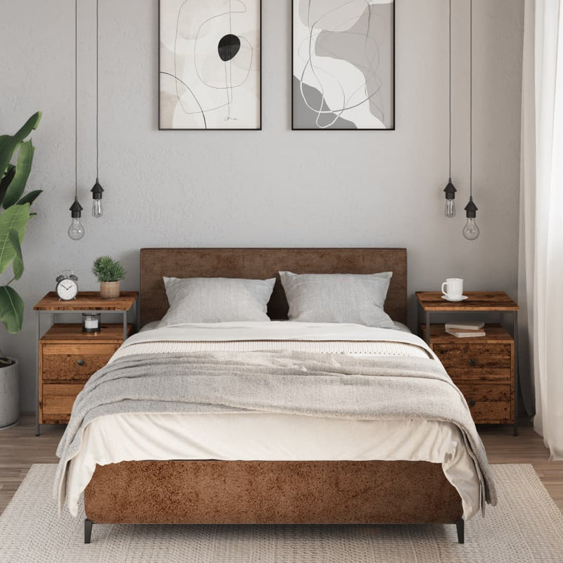 vidaXL 2 db antik fa színű szerelt fa éjjeliszekrény 44 x 45 x 60 cm