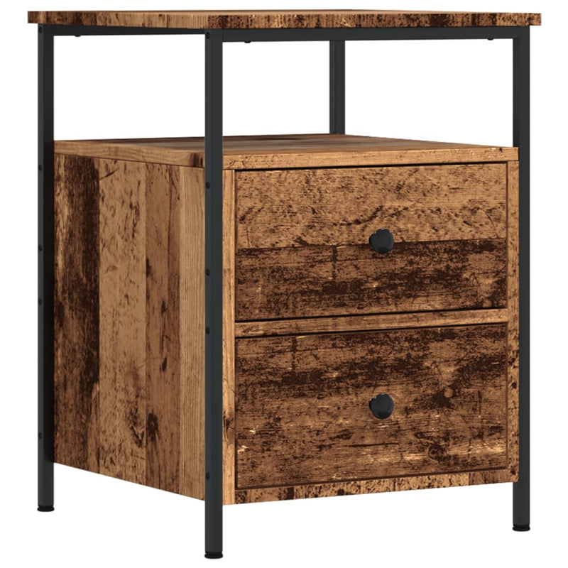 vidaXL 2 db antik fa színű szerelt fa éjjeliszekrény 44 x 45 x 60 cm
