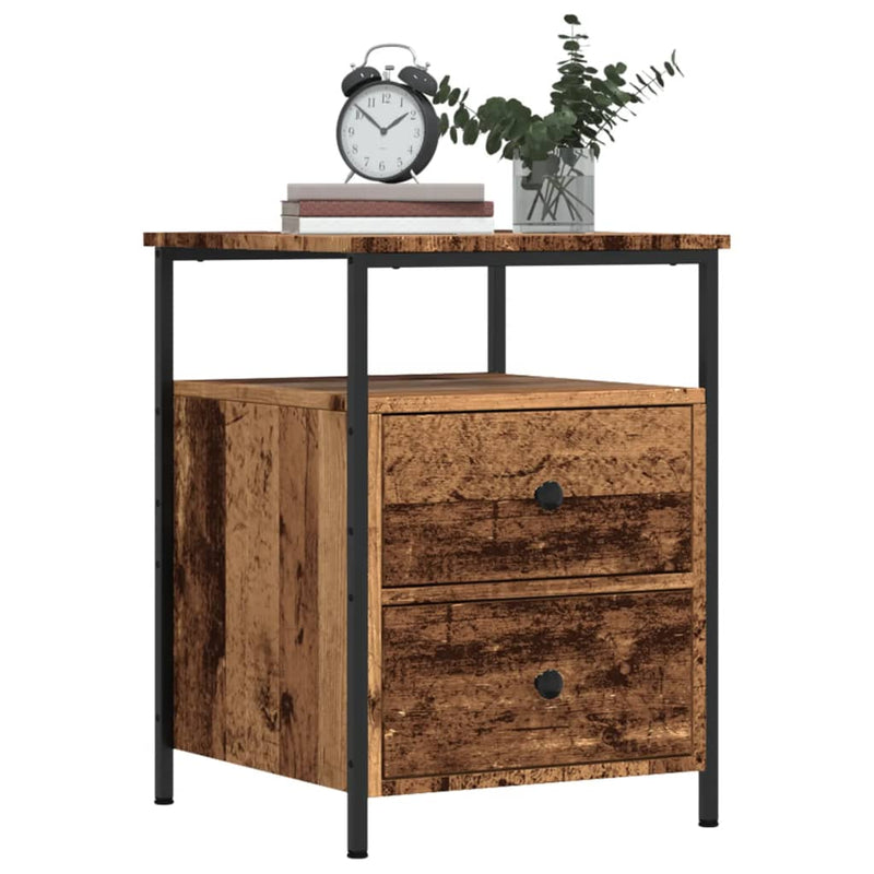 vidaXL 2 db antik fa színű szerelt fa éjjeliszekrény 44 x 45 x 60 cm