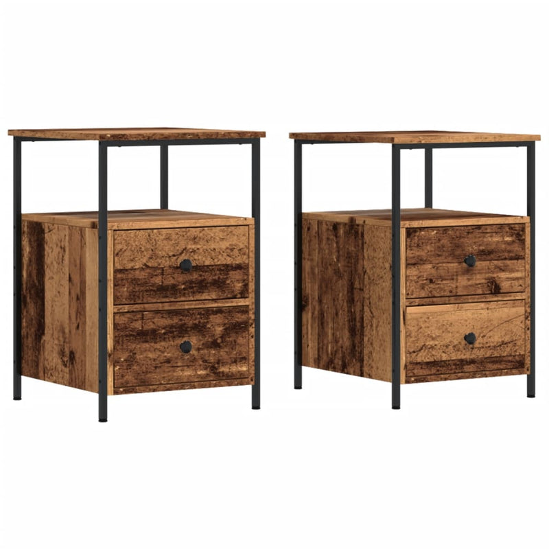vidaXL 2 db antik fa színű szerelt fa éjjeliszekrény 34 x 35,5 x 50 cm