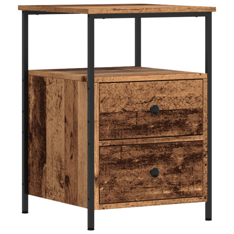 vidaXL 2 db antik fa színű szerelt fa éjjeliszekrény 34 x 35,5 x 50 cm
