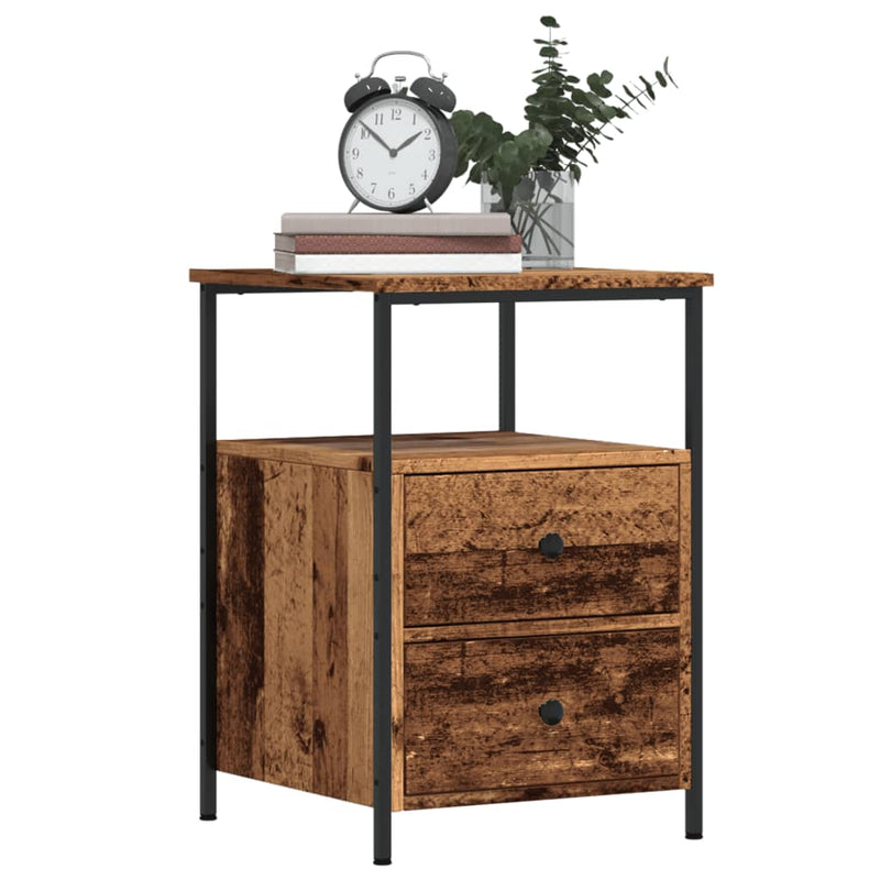 vidaXL 2 db antik fa színű szerelt fa éjjeliszekrény 34 x 35,5 x 50 cm