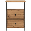 vidaXL 2 db kézműves tölgyszínű szerelt fa éjjeliszekrény 34x35,5x50cm