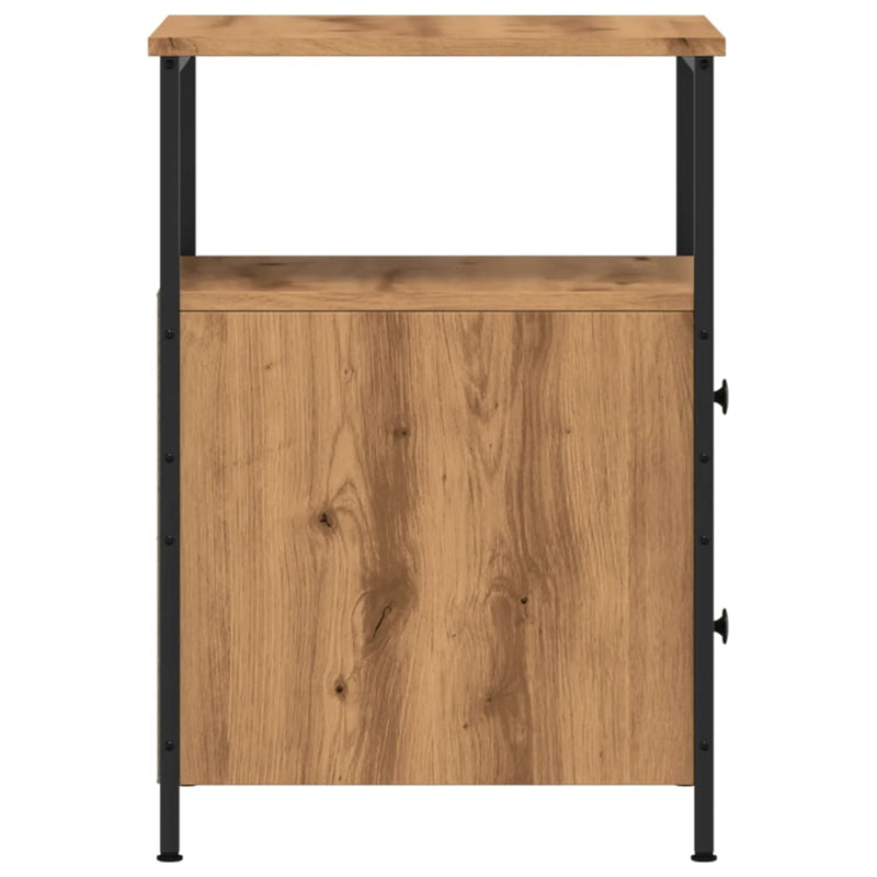 vidaXL 2 db kézműves tölgyszínű szerelt fa éjjeliszekrény 34x35,5x50cm