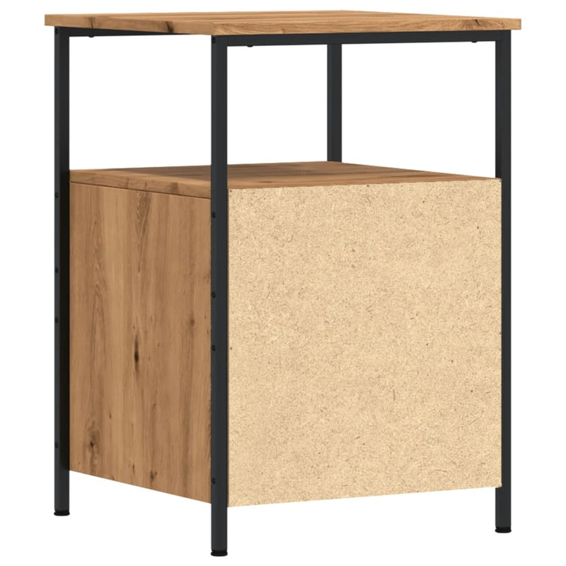 vidaXL 2 db kézműves tölgyszínű szerelt fa éjjeliszekrény 34x35,5x50cm