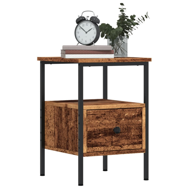 vidaXL 2 db antik fa színű szerelt fa éjjeliszekrény 34 x 36 x 50 cm