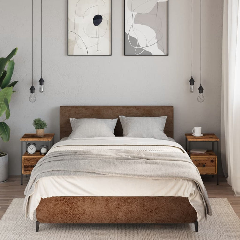 vidaXL 2 db antik fa színű szerelt fa éjjeliszekrény 34 x 36 x 50 cm