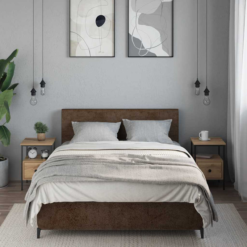 vidaXL 2 db kézműves tölgy színű szerelt fa éjjeliszekrény 34x36x50 cm