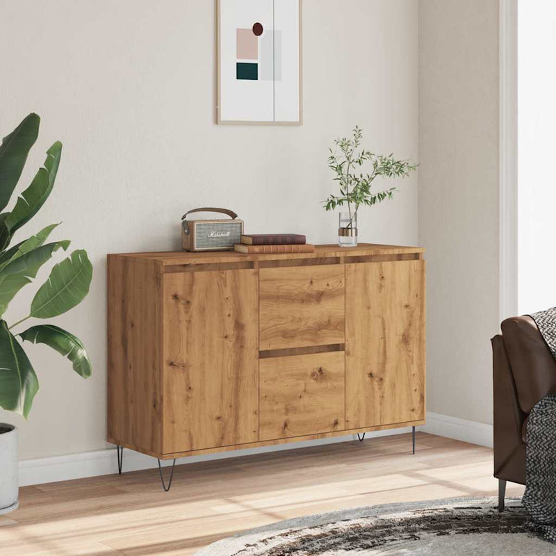 vidaXL kézműves tölgy színű szerelt fa tálalószekrény 101,5 x 35 x 70 cm