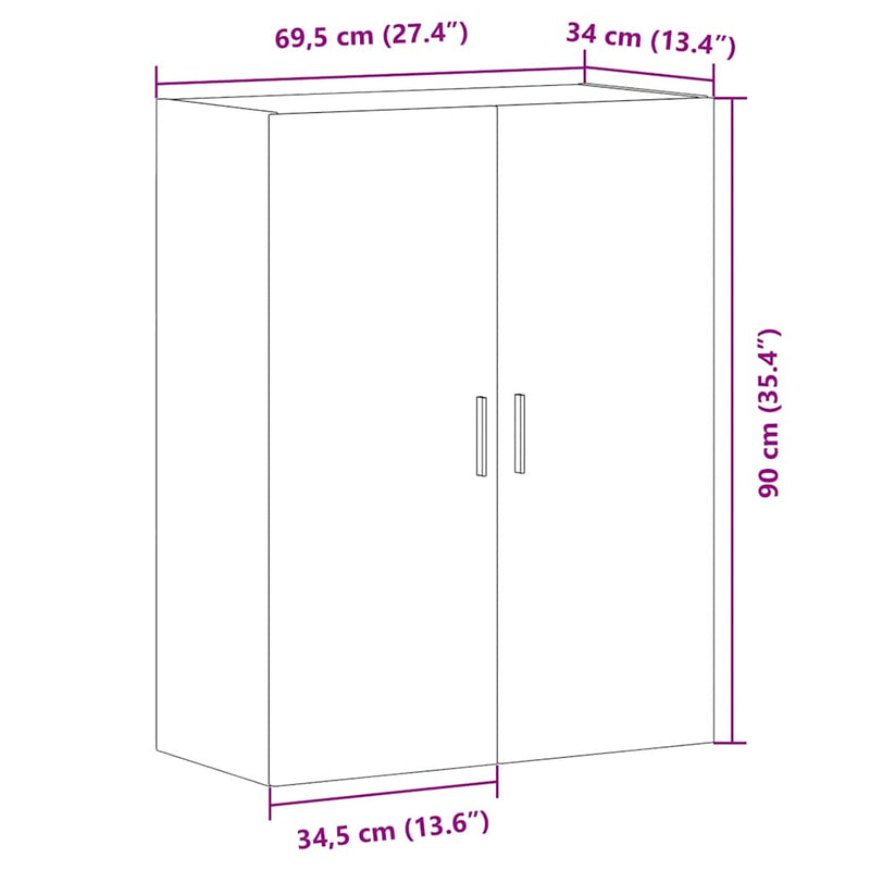 vidaXL antik fa színű fali szekrény 69,5 x 34 x 90 cm